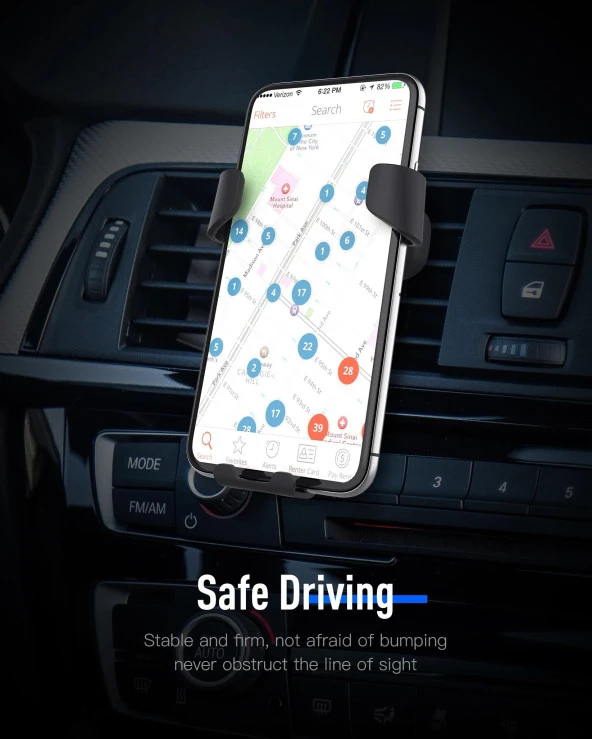 Klima Izgarasına Takılan Araç Telefon Tutucu Tek Elle Kullanım Araba Oto Telefon Standı - 8