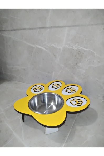 Kor Patili Kedi Mama Kabı Kedi Su Kabı Küçük Irk Köpek Mama Ve Su Kabı Sarı 24x25cm - Resim 3