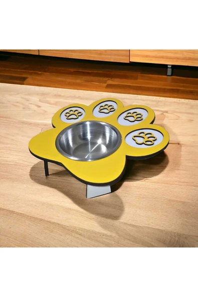 Kor Patili Kedi Mama Kabı Kedi Su Kabı Küçük Irk Köpek Mama Ve Su Kabı Sarı 24x25cm ürün görseli 1