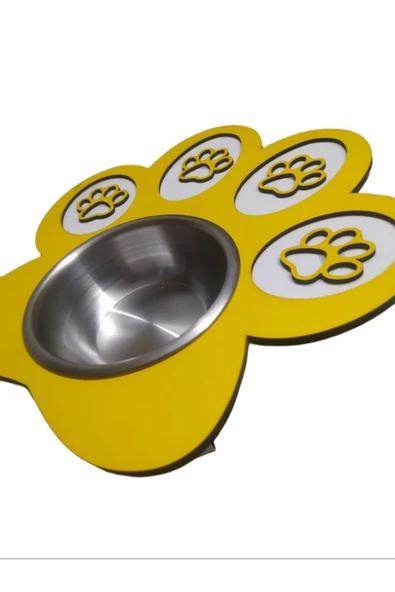 Kor Patili Kedi Mama Kabı Kedi Su Kabı Küçük Irk Köpek Mama Ve Su Kabı Sarı 24x25cm - Resim 4