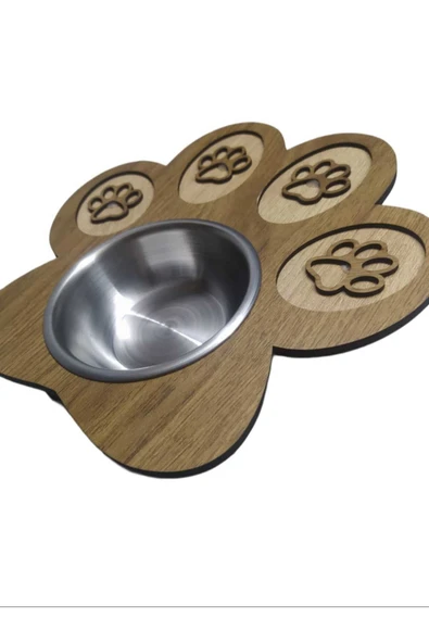 Patili Kedi Mama Kabı Kedi Su Kabı Küçük Irk Köpek Mama Ve Su Kabı Ahşap Renk 24x25cm - 3