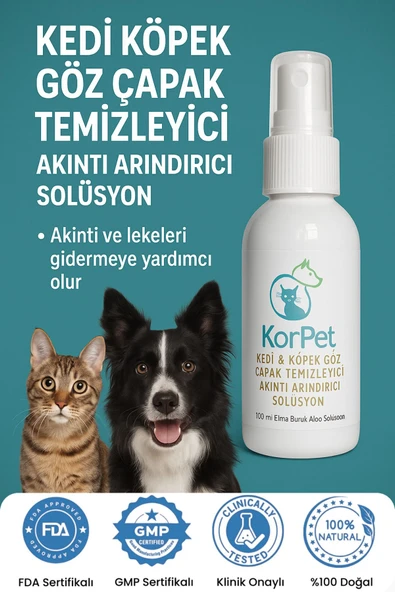 KorPet Kedi Köpek Göz Çapak Temizleyici Akıntı Arındırıcı Solüsyon Sprey 100 ml ürün görseli 1