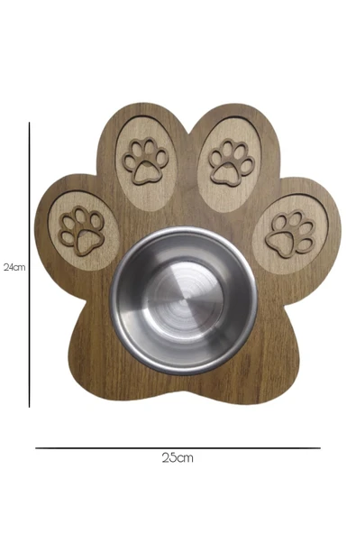 Patili Kedi Mama Kabı Kedi Su Kabı Küçük Irk Köpek Mama Ve Su Kabı Ahşap Renk 24x25cm - 2