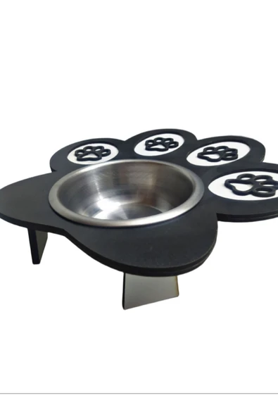 Kor Patili Kedi Mama Kabı Kedi Su Kabı Küçük Irk Köpek Mama Ve Su Kabı Siyah 24x25cm - Resim 4