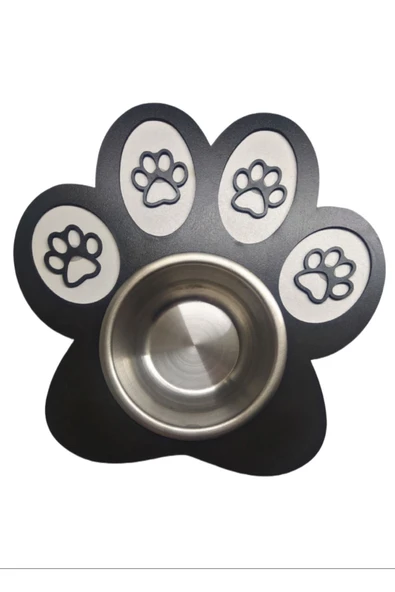 Kor Patili Kedi Mama Kabı Kedi Su Kabı Küçük Irk Köpek Mama Ve Su Kabı Siyah 24x25cm - Resim 2