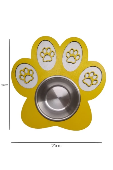 Kor Patili Kedi Mama Kabı Kedi Su Kabı Küçük Irk Köpek Mama Ve Su Kabı Sarı 24x25cm - Resim 2
