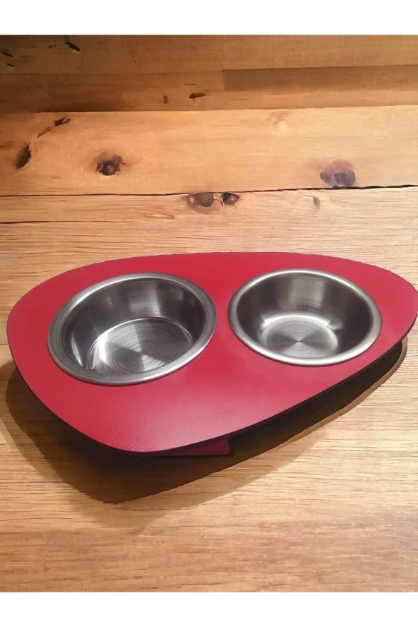 Köpek Mama Su kabı 2'li metal taslı Kedi mama su kabı mdf 23*35