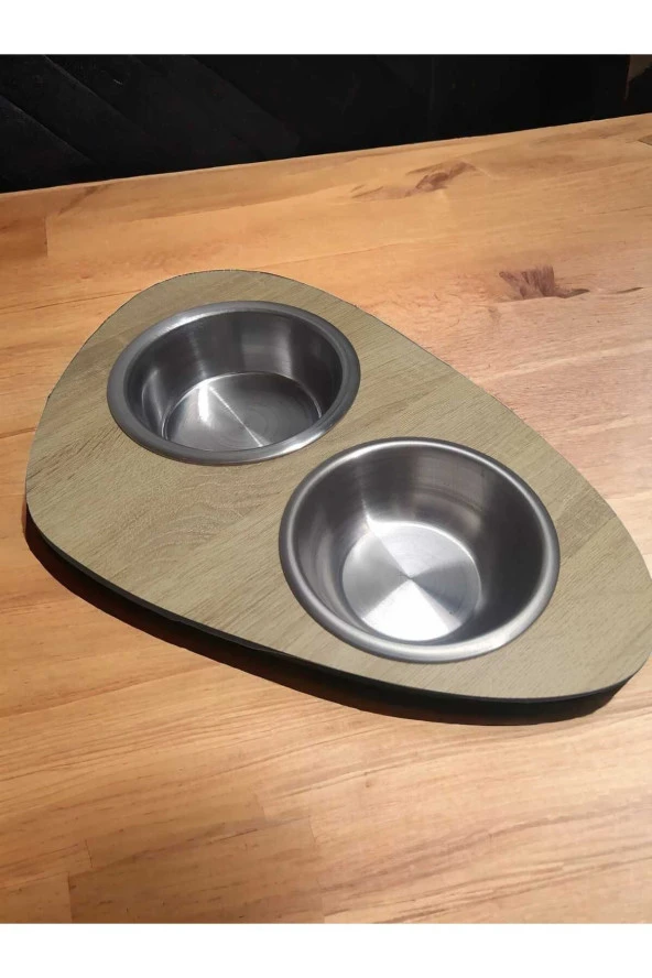 Köpek Mama Su kabı 2'li metal taslı Kedi mama su kabı mdf 23*35