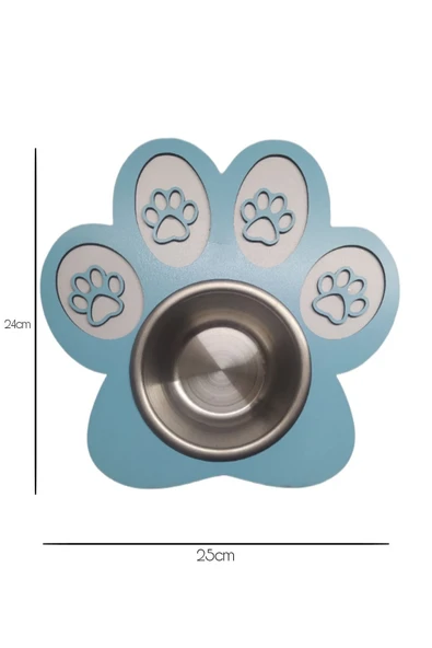 Patili Kedi Mama kabı Kedi Su Kabı Küçük ırk köpek mama ve su kabı Mavi 24x25cm - 2
