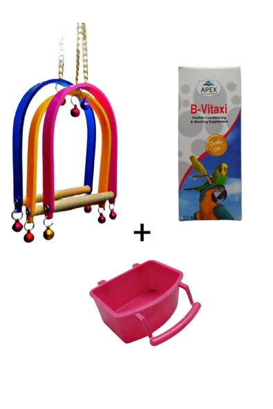 KorPet Kuş besleme Seti Salıncak + B- Vitamini + kuş yemliği