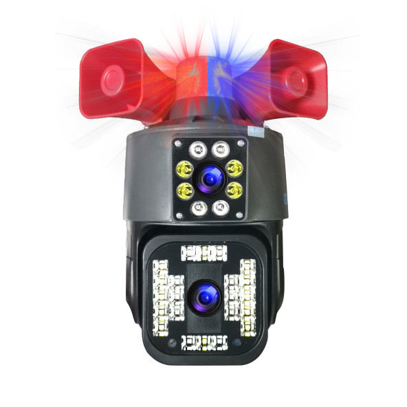 5 Megapixel Extra Alarmlı Çift Kameralı Mavi kırmızı Polis Çakarlı Güvenlik Kamerası