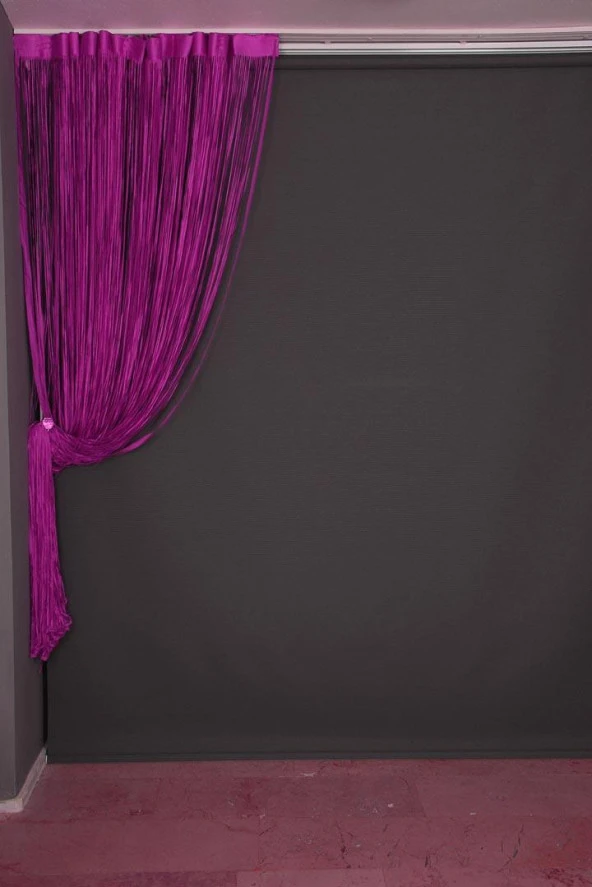 İP  MODEL FUŞYA RENK HAZIR İP PERDE 300*240 - 4