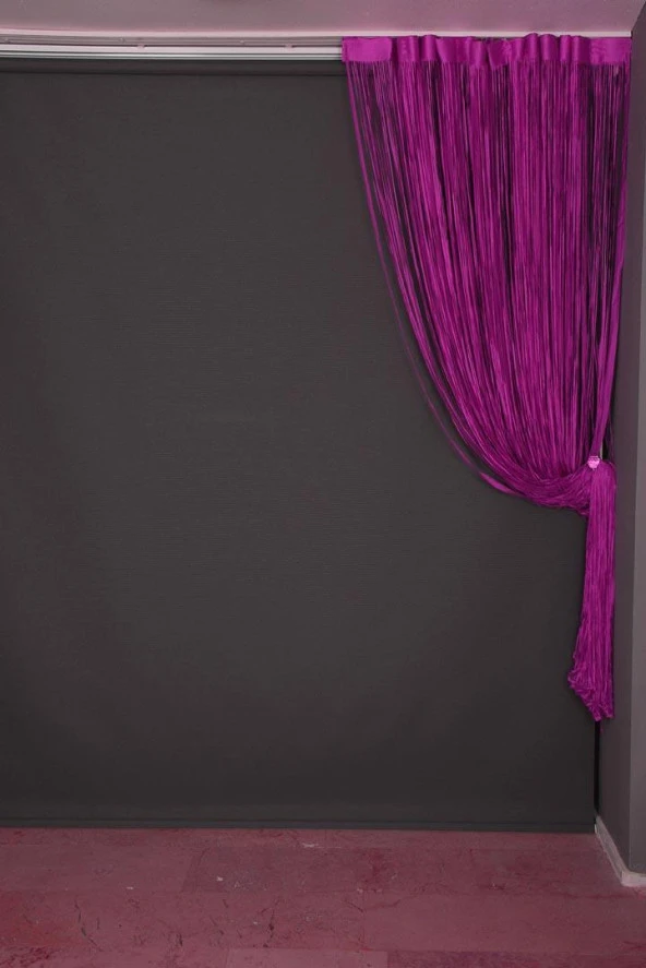 İP  MODEL FUŞYA RENK HAZIR İP PERDE 300*240 - 5