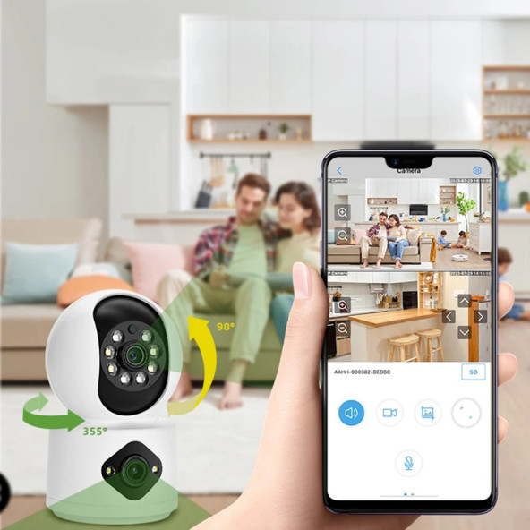 iç Mekan 5 Megapixel Çift Kameralı Pet , Bebek, ofis ve ev güvenliği kamerası - 3