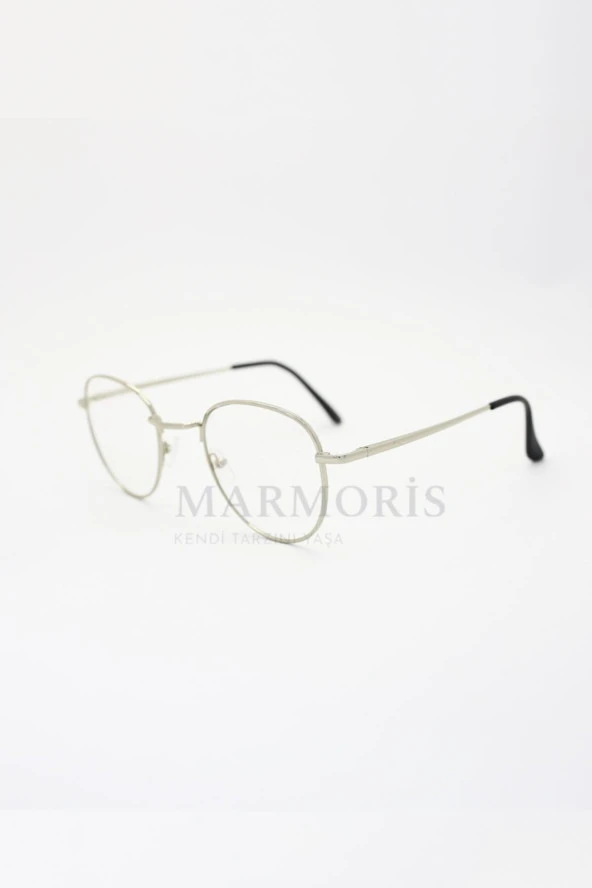 MARMORİS Silver Metal Çerçeveli Mavi Işık Engelleyici Oval Gözlük MAR-0053-1 - 3