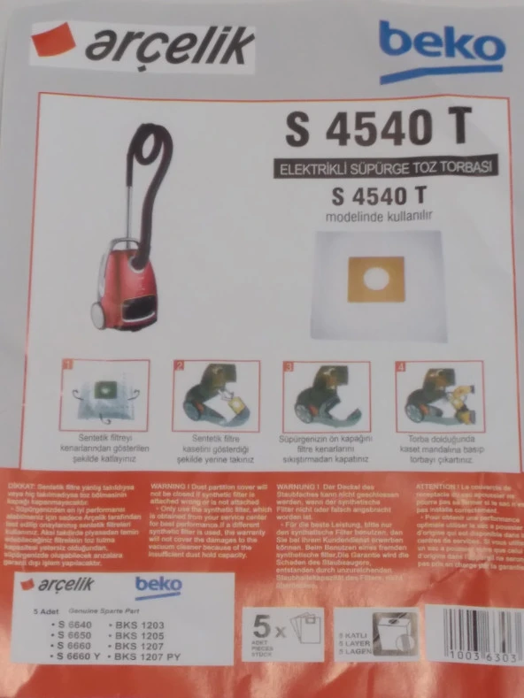 ARÇELİK TT 4540 CONTALI SENTETİK ( 3 PAKET 15 ADET )