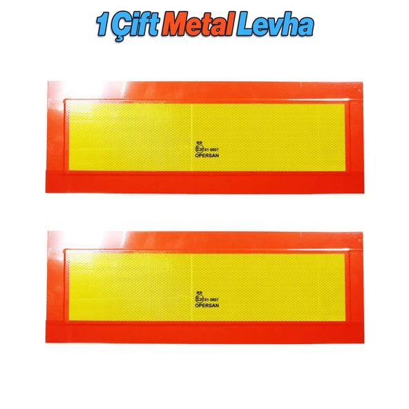 Tüvtürk 1 ÇİFT METAL LEVHA Uyumlu E37 Tır Kamyon Dorse Kasa Çekici Arkası Reflektörlü Fosforlu - 5