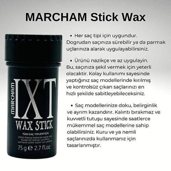 Marcham Saç Şekillendirici Stick Wax For Men X 2 - Resim 3