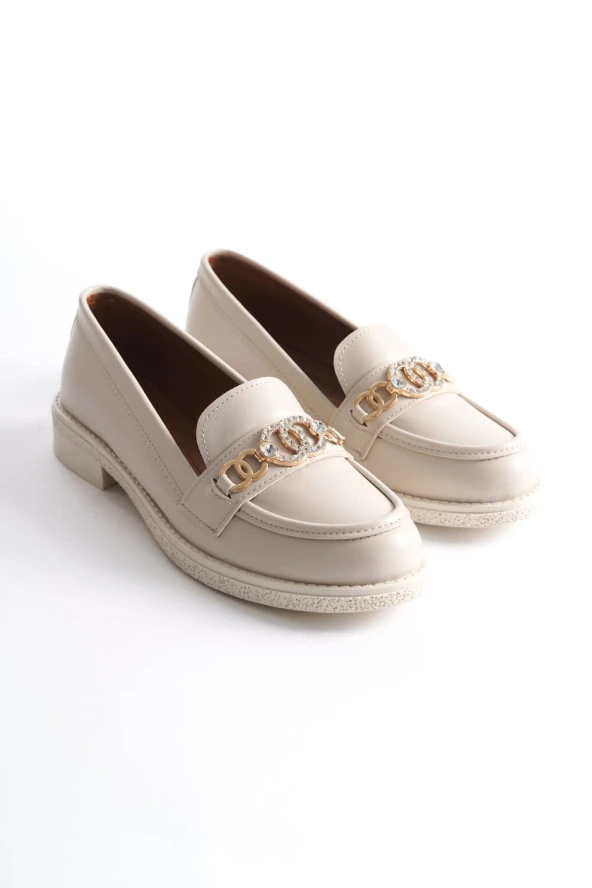 Hake Bej Kadın Loafer Günlük Ayakkabı - 4