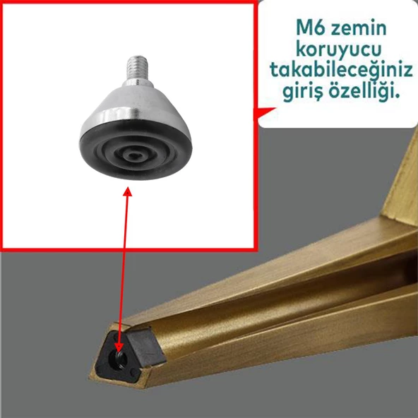 Beyaz Eşya Raf Mobilya Bingo Rotil Ayakları M6 Civatalı 6 Mm Metal Profil Ayağı 2.5 Cm (4 ADET) - 7