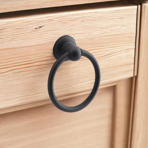 Halka Düğme Sarkaç Siyah Kulp Mobilya Mutfak Dolabı Çekmece Dolap Kulpları Kapak Kulpu Kulb Metal - Resim 4