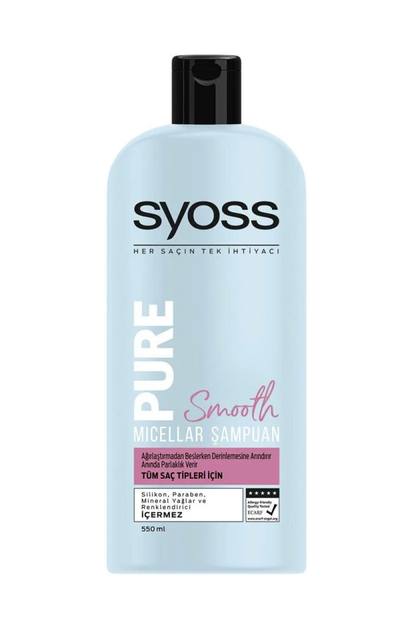 Syoss Pure Smooth Micellar Şampuan 550 ML