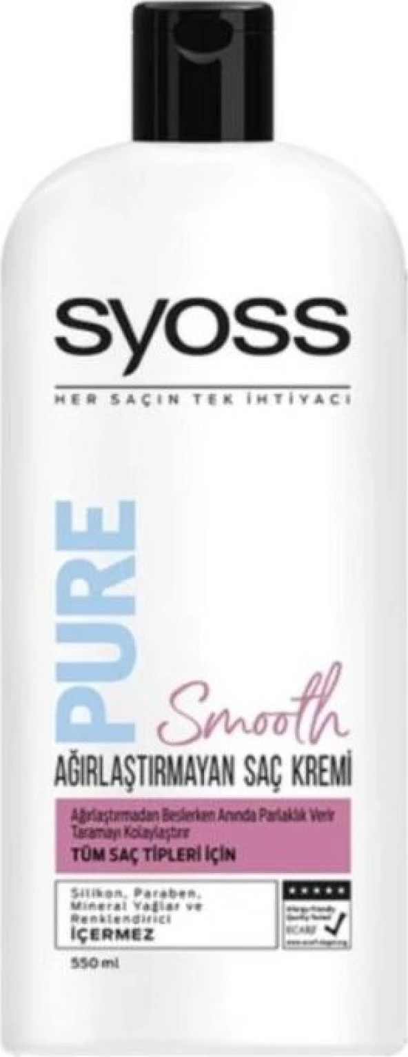 Syoss Pure Smooth Agırlaştırmayan Saç Kremi 550 ml