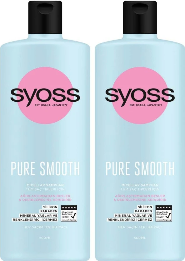 Syoss Pure Smooth Micellar Şampuan 500Ml X 2 - Resim 2