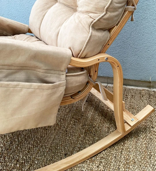 Reyo Santorini Kapitoneli Tv Koltuğu Baba Koltuğu Sallanan Sandalye Emzirme Koltuğu Dinlenme Koltuğu Bej - 4