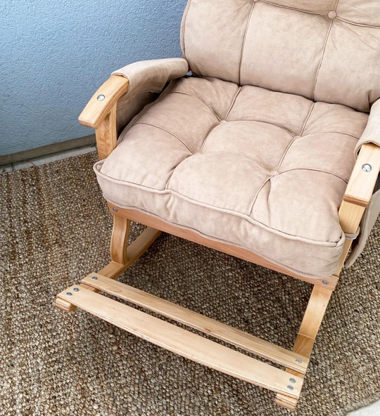 Reyo Santorini Kapitoneli Tv Koltuğu Baba Koltuğu Sallanan Sandalye Emzirme Koltuğu Dinlenme Koltuğu Bej - 5