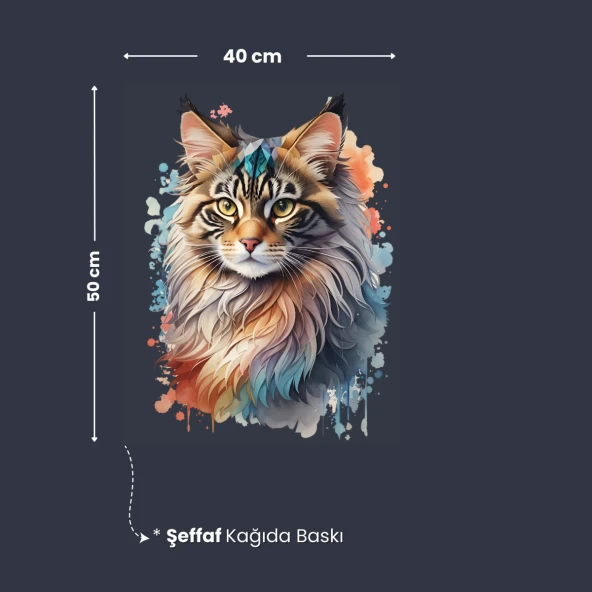 Renkli Kedi Posteri, Premium Baskı Poster, Statik Akıllı Kağıt, Kedili Poster (Yapay Zeka Tasarım) - Resim 3