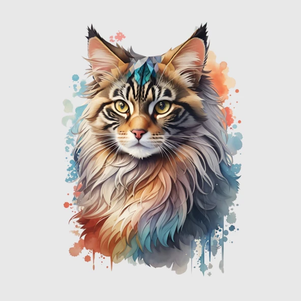 Renkli Kedi Posteri, Premium Baskı Poster, Statik Akıllı Kağıt, Kedili Poster (Yapay Zeka Tasarım) - Resim 7