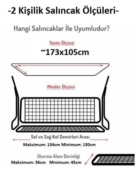 Mandaş Süngerli 2 Kişilik Salıncak Minder Seti (Pamuklu Kumaş)-Lacivert - 2