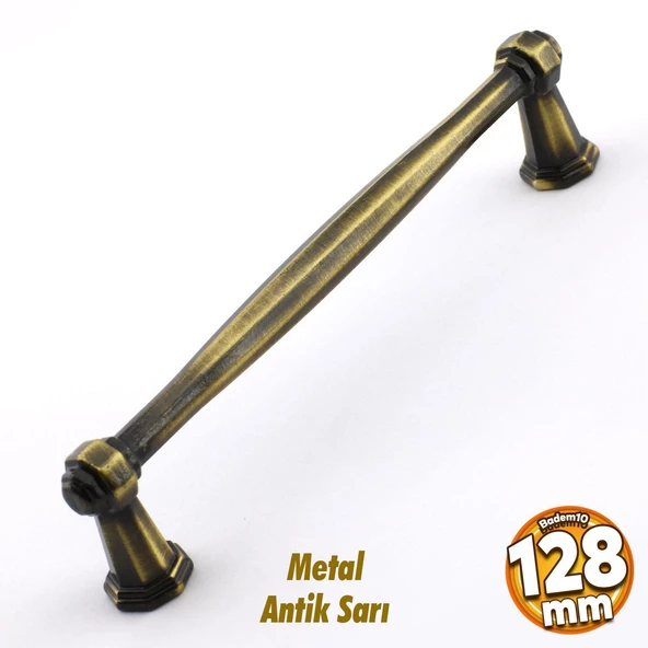 Sütun Eskitme Antik Sarı 128 mm Metal Mobilya Mutfak Çekmece Dolap Dolabı Kulpu Kulbu Kulpları