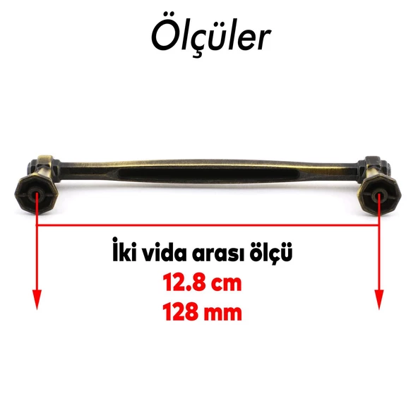 Sütun Eskitme Antik Sarı 128 mm Metal Mobilya Mutfak Çekmece Dolap Dolabı Kulpu Kulbu Kulpları - 6