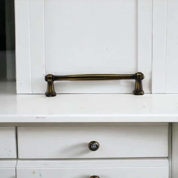 Sütun Eskitme Antik Sarı 128 mm Metal Mobilya Mutfak Çekmece Dolap Dolabı Kulpu Kulbu Kulpları - 4