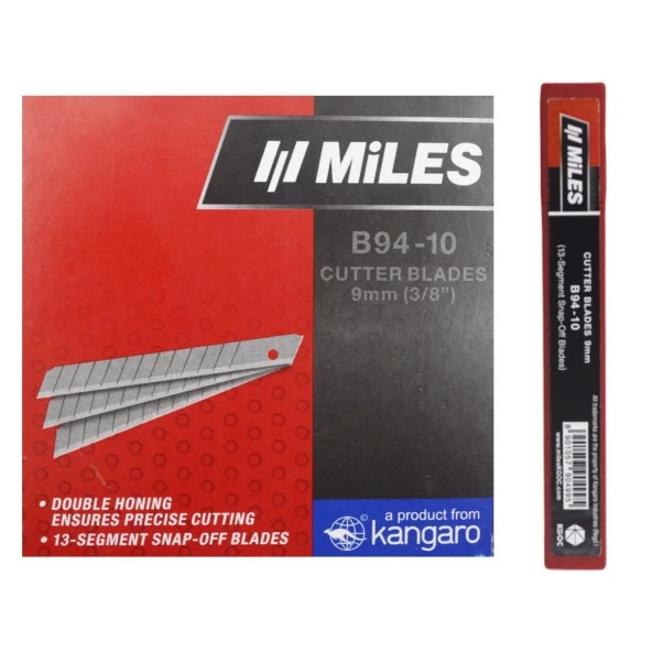 Miles Dar Maket Bıçağı Yedeği 9 mm 10 lu 10 Tüp(100 Adet) B94-10 - 1