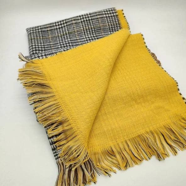 Çift Taraflı Kadın Şal Sarı Renk - 6