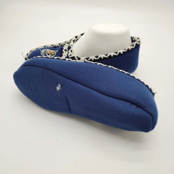 Örme Dikişli Çiçek Desenli Kadın Patik Mavi renk - 4