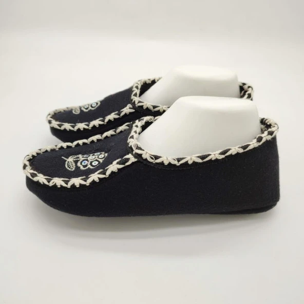 Örme Dikişli Çiçek Desenli Kadın Patik Siyah renk - 4