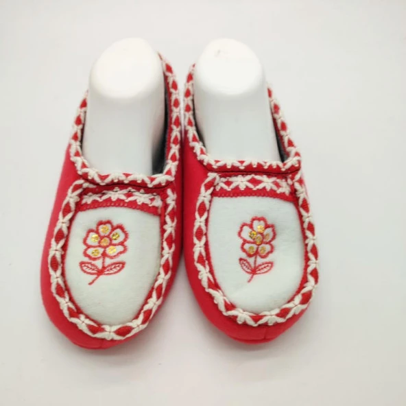 Çift Renk Örme Dikişli Çiçek Desenli Kadın Patik Turuncu renk - 3