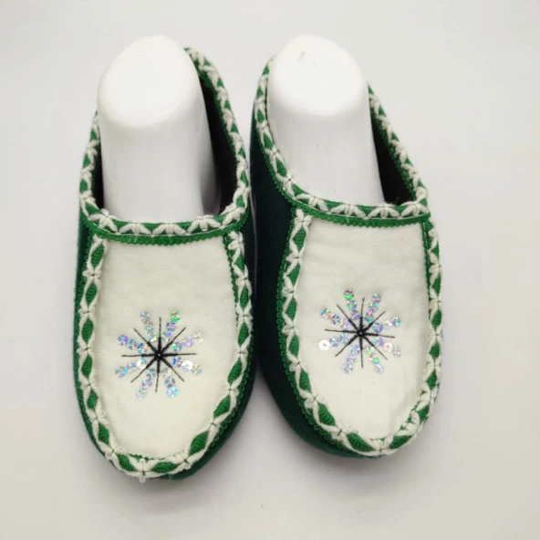 Çift Renk Örme Dikişli Desenli Kadın Patik Yeşil renk - 3