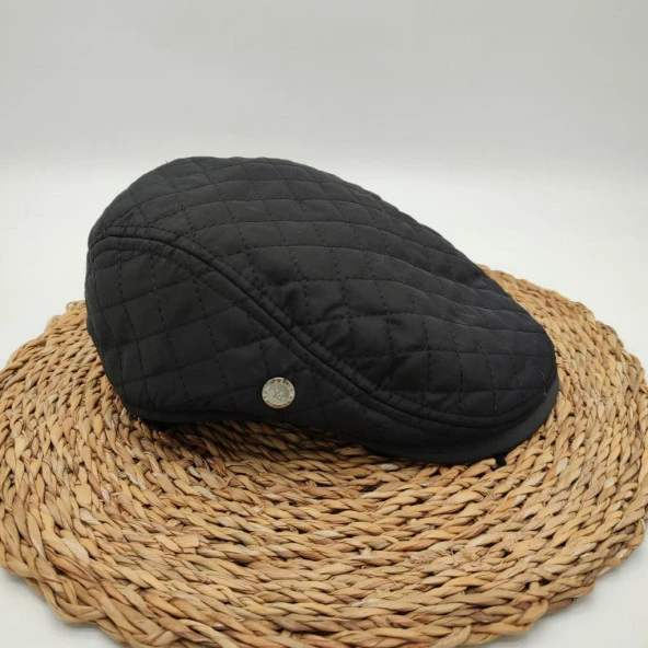 Kare Dikişli Erkek Kasket Siyah Renk - 2