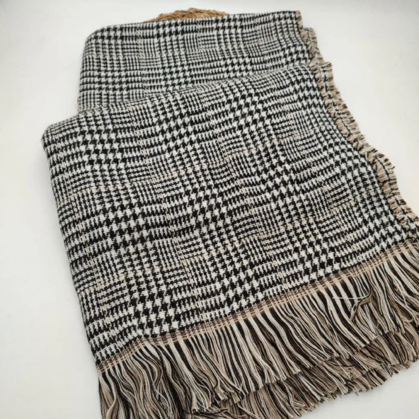 Çift Taraflı Kadın Şal Kahve Renk - 5