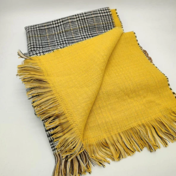 Çift Taraflı Kadın Şal Sarı Renk