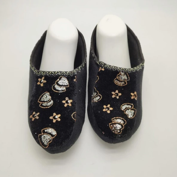 Kalp İşlemeli Kadın Patik Siyah Renk - 8