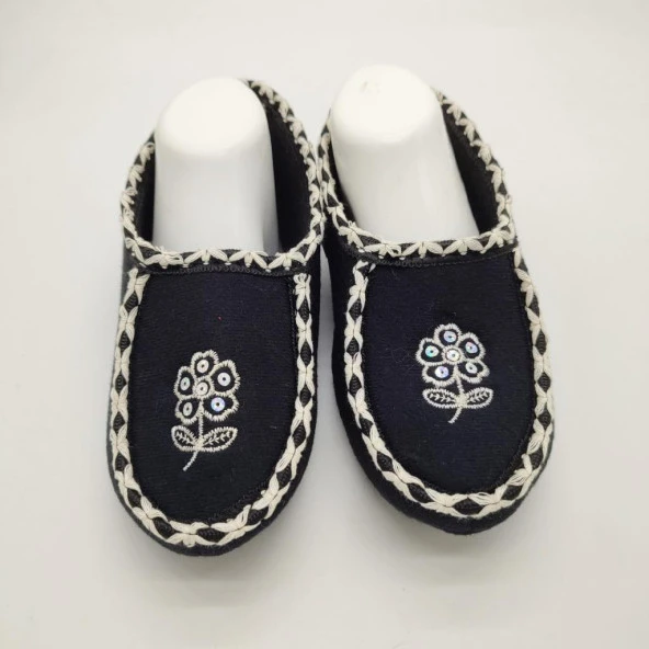 Örme Dikişli Çiçek Desenli Kadın Patik Siyah renk - 7