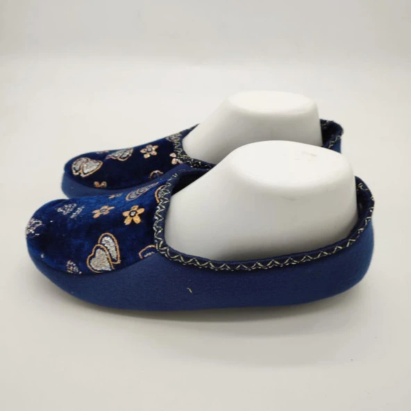 Kalp İşlemeli Kadın Patik Mavi Renk - 8