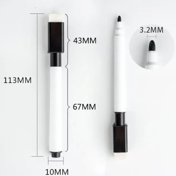6'lı Siyah Renk Tahta Kalemi Seti, Statik Akıllı Kağıt Kalemi, Beyaz Yazı Tahtası Kalemi - Resim 2