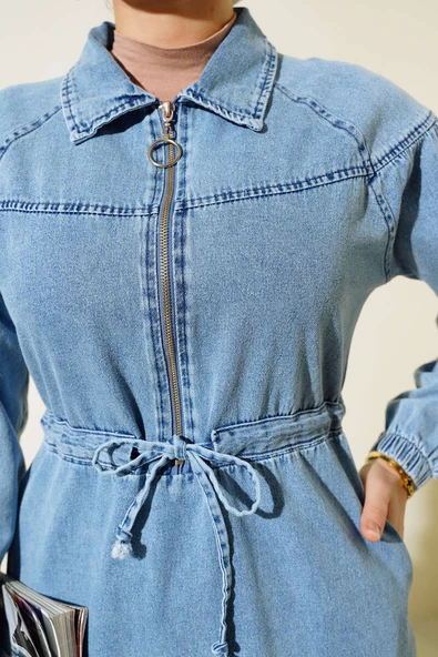 Bel Tunelli Kot Elbise Kot Mavisi - 4